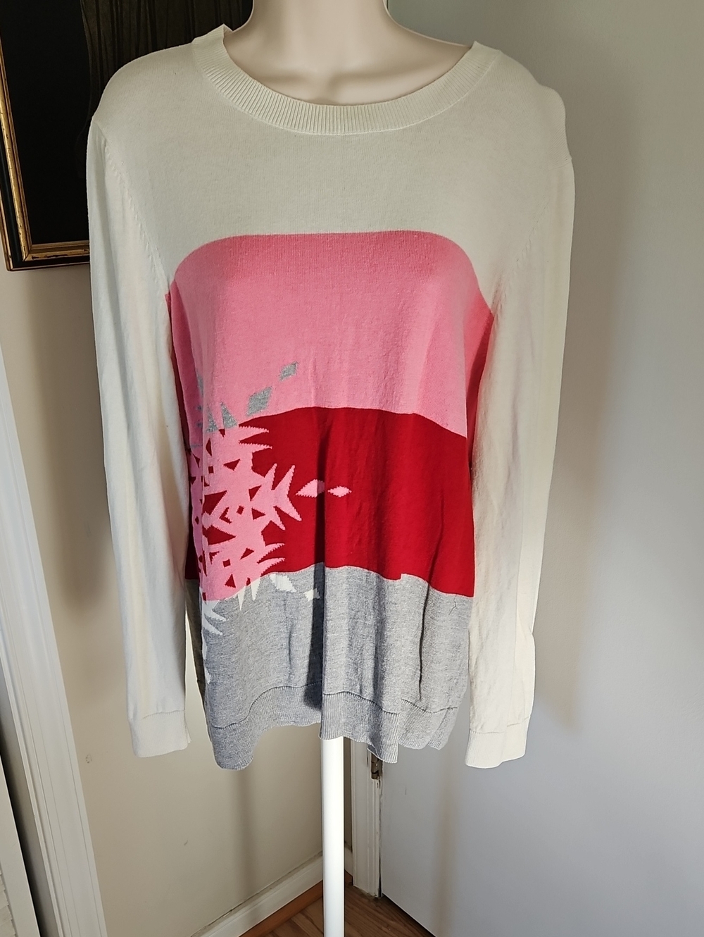 Talbots Color Bloke Snowflake Sweater Size XL